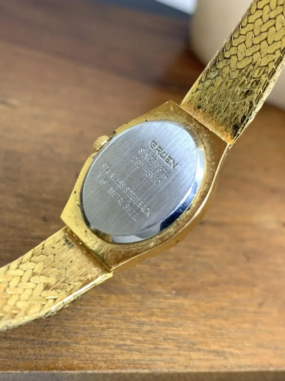 Gruen Women's Watch GR4485 Quartz Gold Dial Oval Stainless Steel Band 17mm